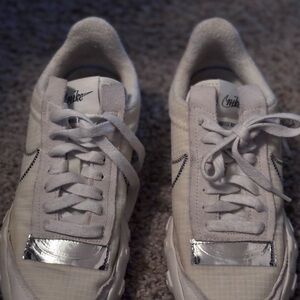 Nike White Sneakers with Nein Yellow “Silver Reflective Detail”